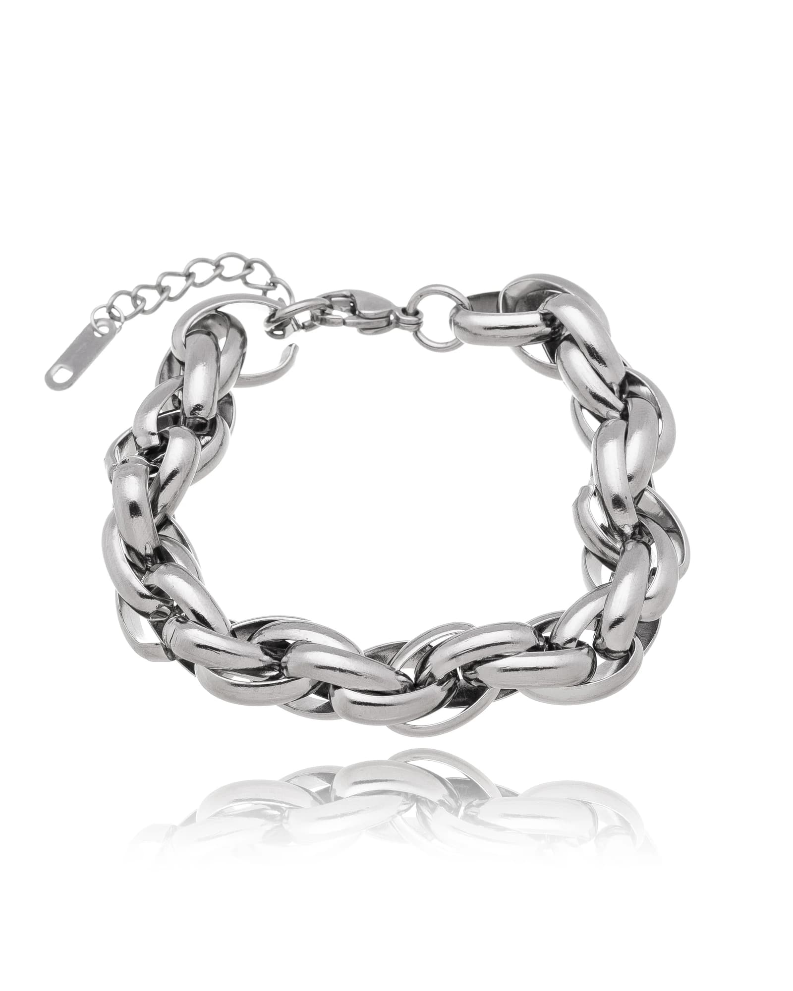 Pulseira aço inox grossa elo duplo